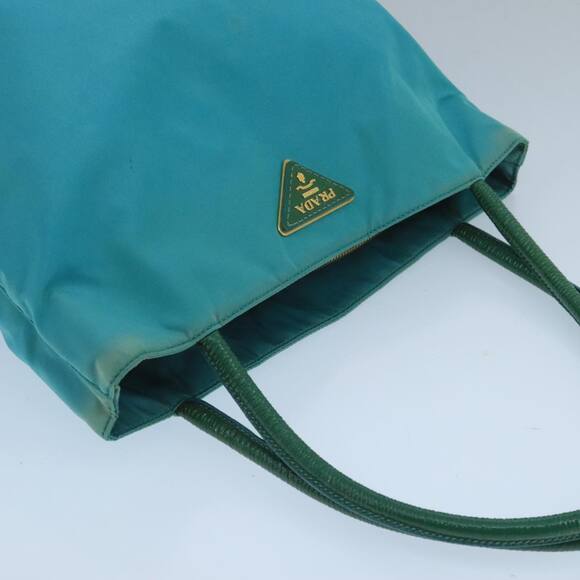 PRADA Tote Bag Nylon Turquoise Blue Gold - Picture 6 of 16